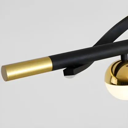 Abstract Black Metal Wave Island Pendant Light Image - 14