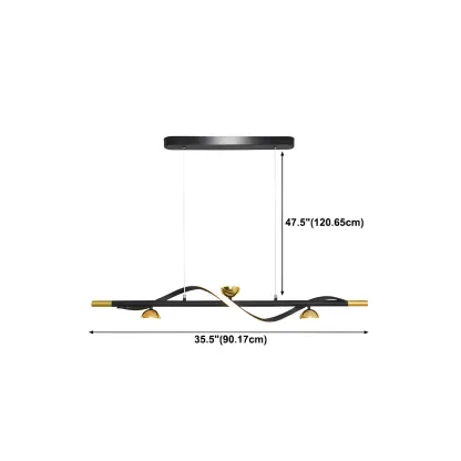 Abstract Black Metal Wave Island Pendant Light #size