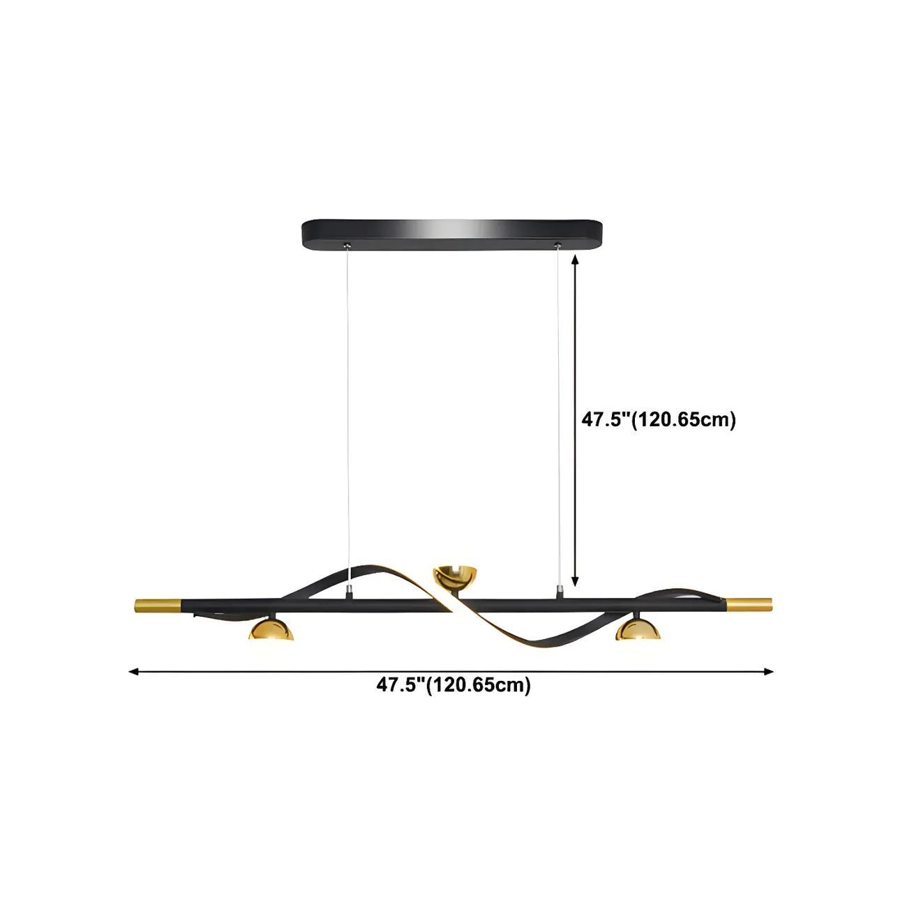 Abstract Black Metal Wave Island Pendant Light Image - 18 | homeyfad