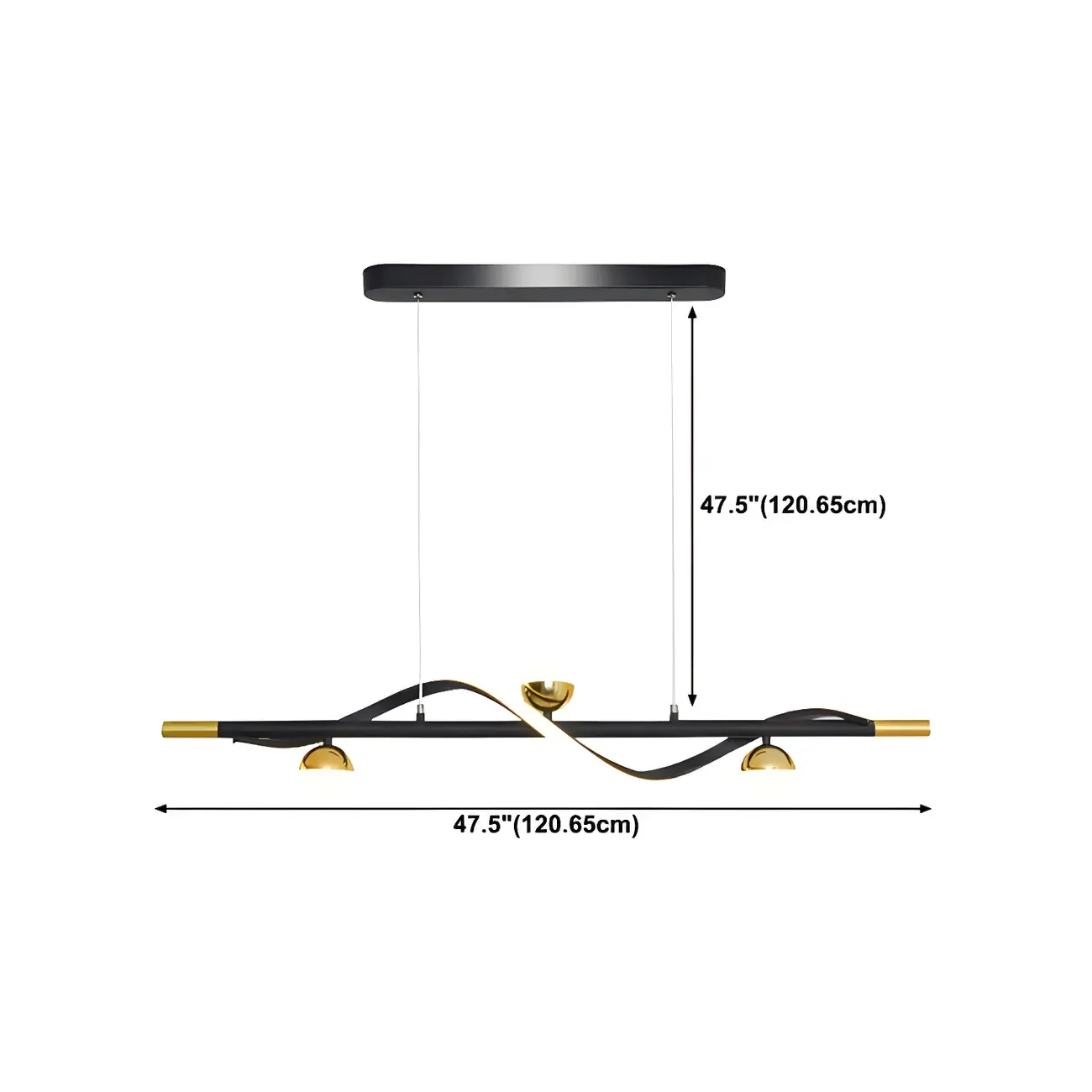 Abstract Black Metal Wave Island Pendant Light Image - 18