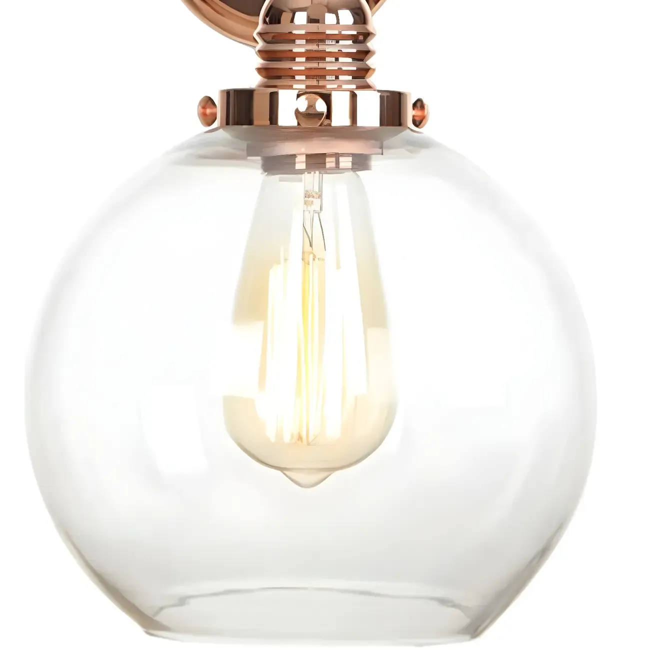 Vintage Copper Swing Arm Wall Light with Clear Glass Shade Image - 4