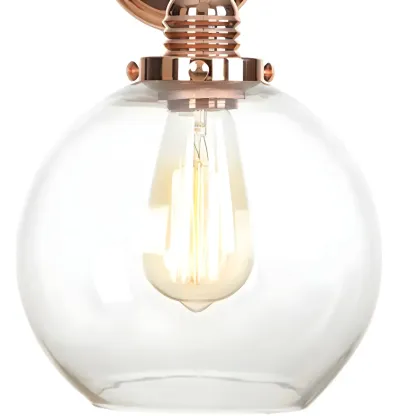 Vintage Copper Swing Arm Wall Light with Clear Glass Shade Image - 4