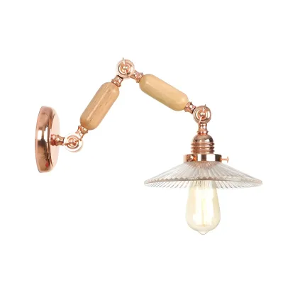 Vintage Copper Swing Arm Wall Light with Clear Glass Shade Image - 7