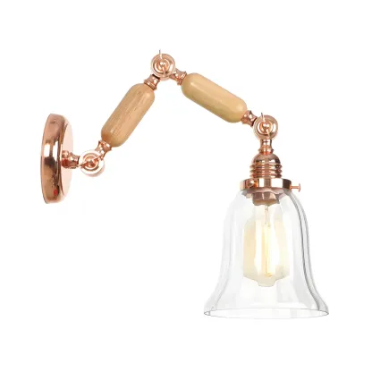 Vintage Copper Swing Arm Wall Light with Clear Glass Shade Image - 8