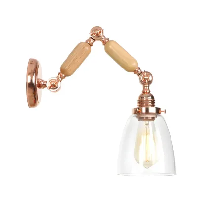 Vintage Copper Swing Arm Wall Light with Clear Glass Shade Image - 11