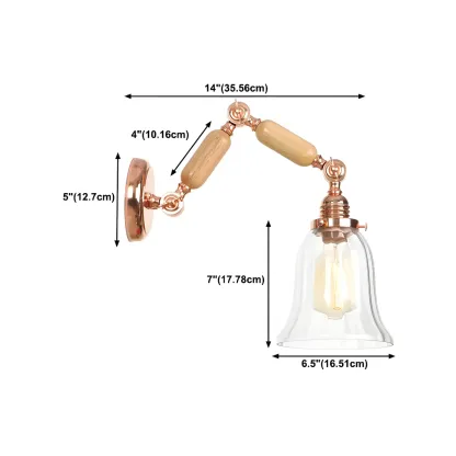 Vintage Copper Swing Arm Wall Light with Clear Glass Shade Image - 16