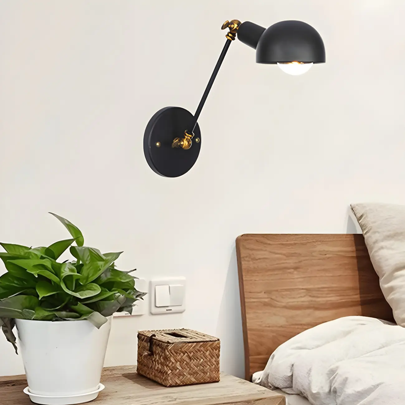  Adjustable Industrial Dome Swing Arm Wall Light Image - 1 | homeyfad