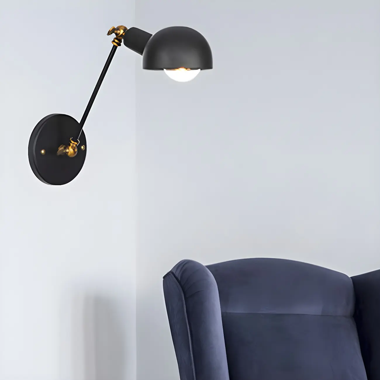  Adjustable Industrial Dome Swing Arm Wall Light Image - 2 | homeyfad