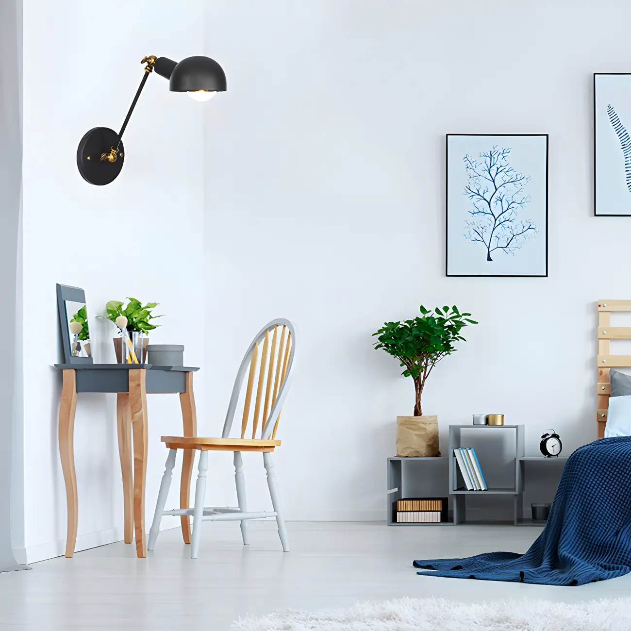  Adjustable Industrial Dome Swing Arm Wall Light Image - 3 | homeyfad