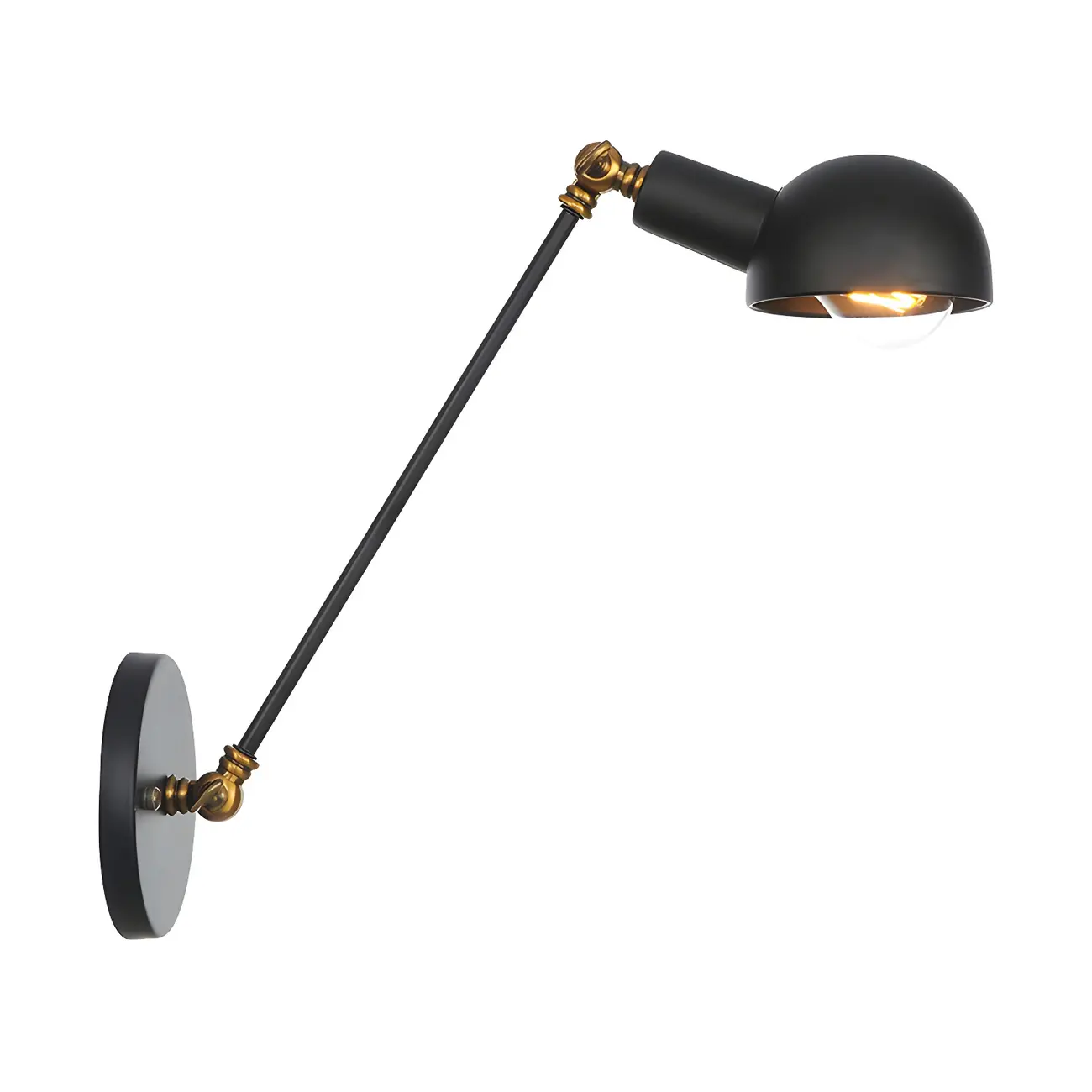  Adjustable Industrial Dome Swing Arm Wall Light Image - 7 | homeyfad