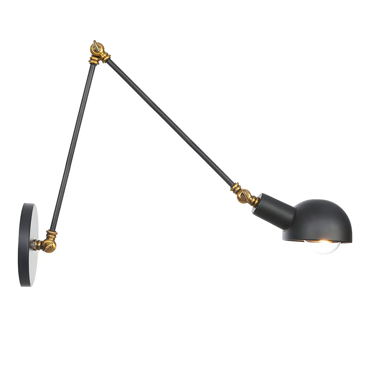  Adjustable Industrial Dome Swing Arm Wall Light Image - 9 | homeyfad