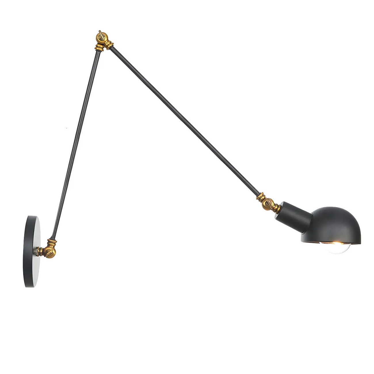  Adjustable Industrial Dome Swing Arm Wall Light Image - 10 | homeyfad