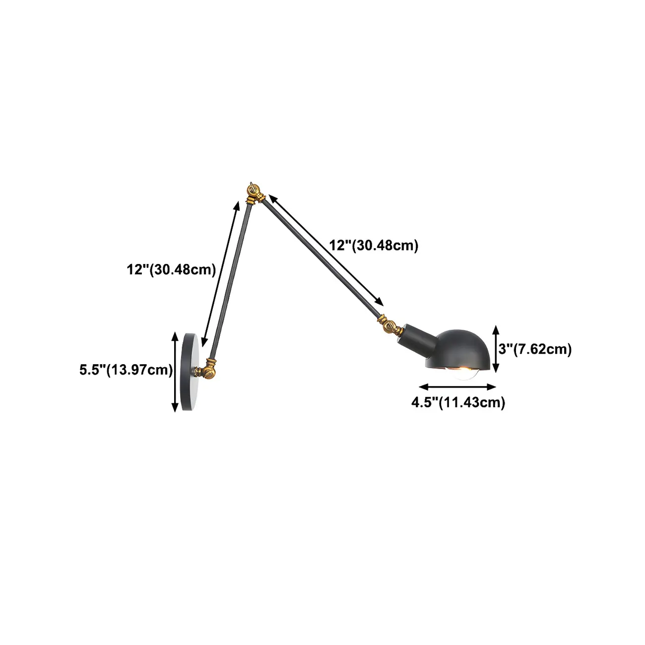  Adjustable Industrial Dome Swing Arm Wall Light Image - 16 | homeyfad