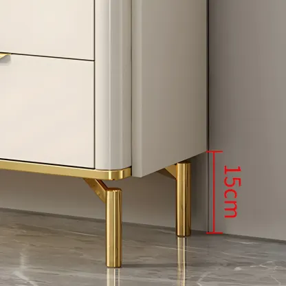 Glam White Wooden Dresser with Gold Handles for Bedroom Image - 10