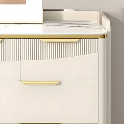 Glam White Wooden Dresser with Gold Handles for Bedroom Image - 11
