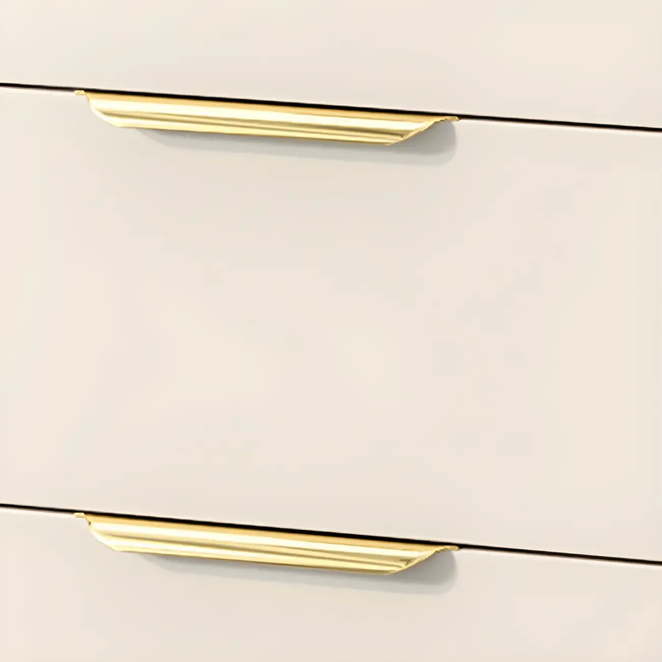 Glam White Wooden Dresser with Gold Handles for Bedroom Image - 12