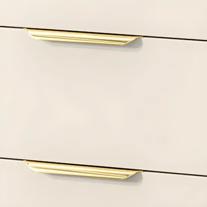 Glam White Wooden Dresser with Gold Handles for Bedroom Image - 12