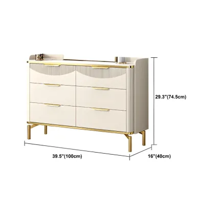 Glam White Wooden Dresser with Gold Handles for Bedroom Image - 17