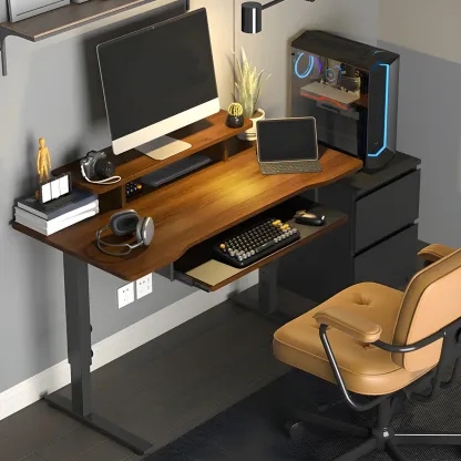 Contemporary Wooden Adjustable Standing Desk for Home Office Image - 1