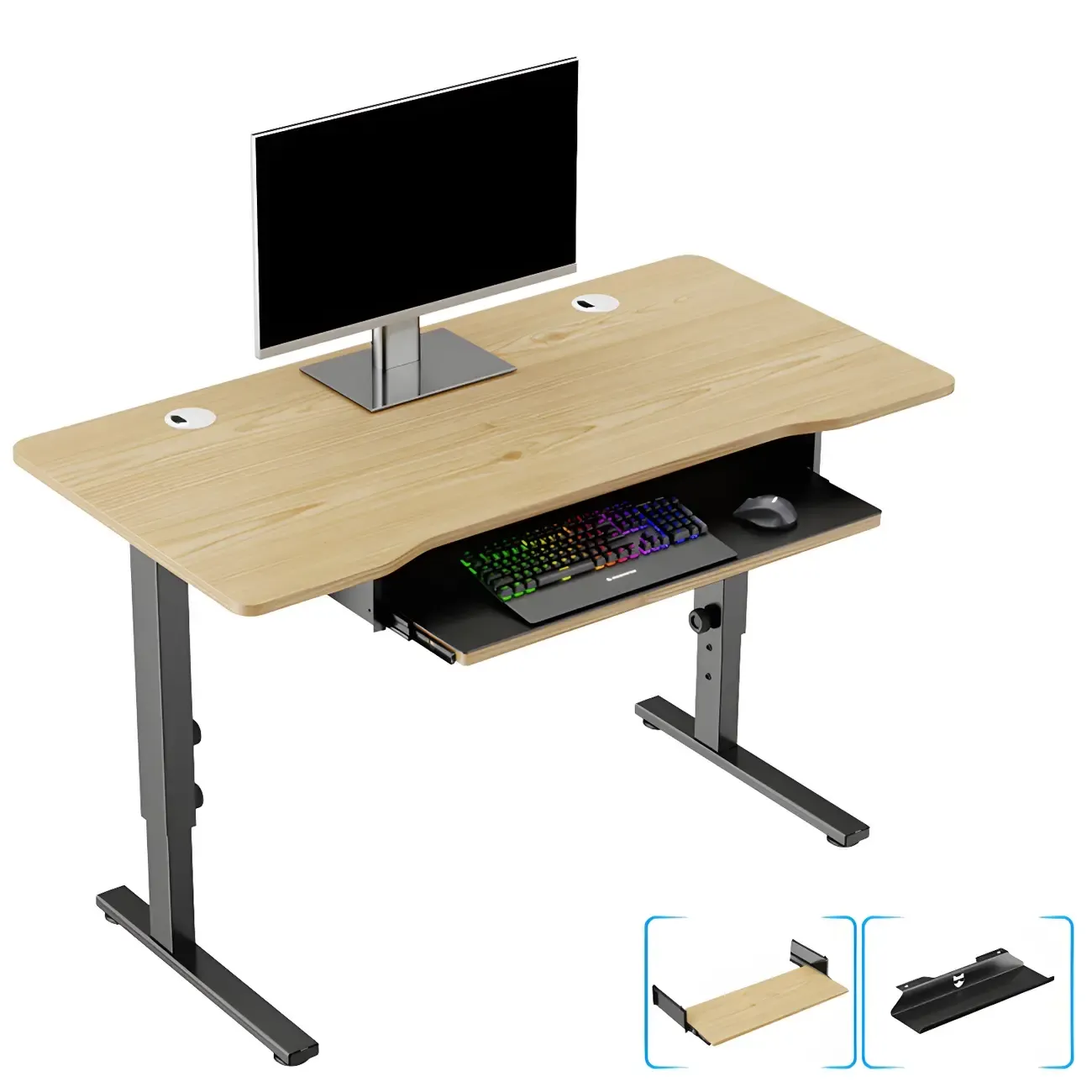 Contemporary Wooden Adjustable Standing Desk for Home Office Image - 10