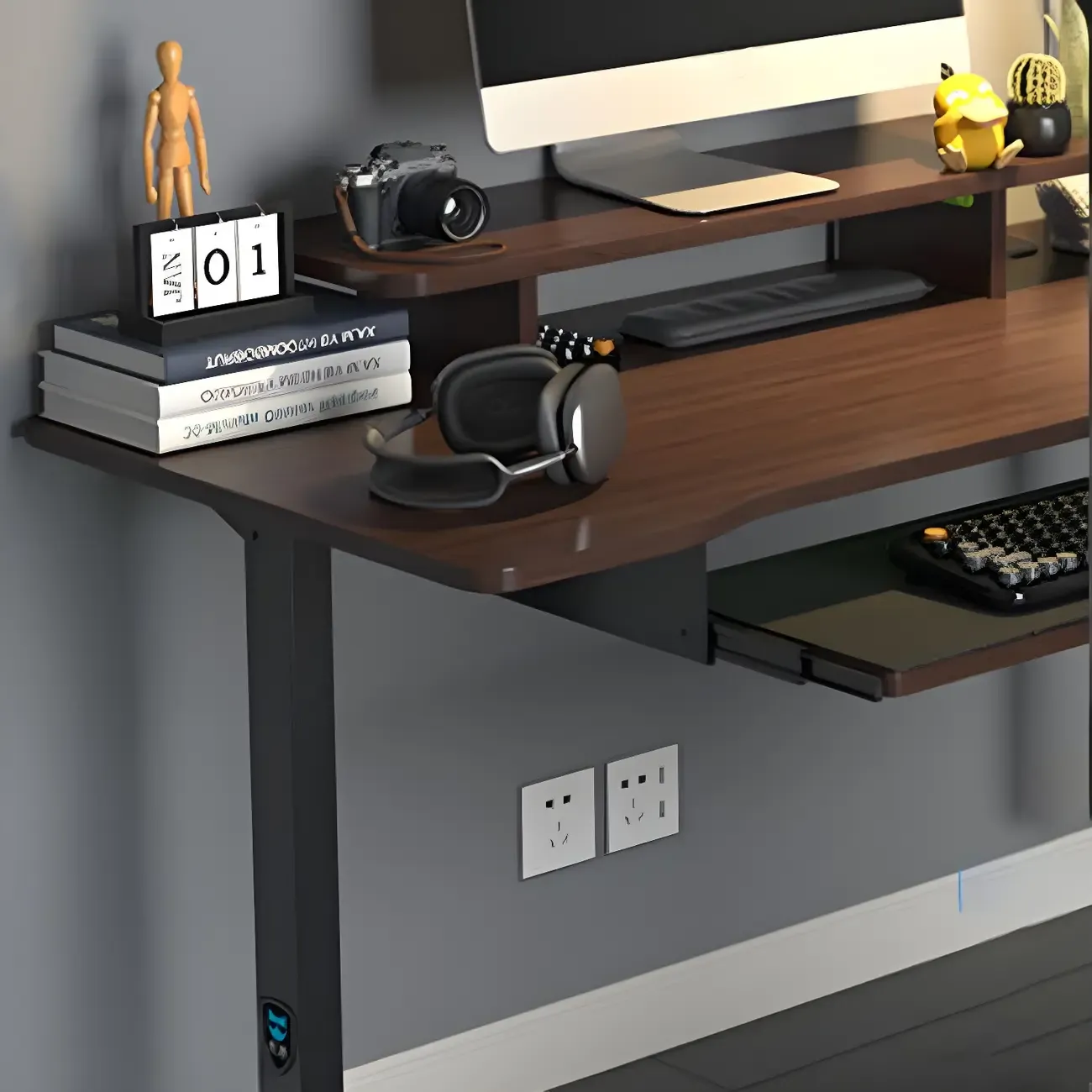 Contemporary Wooden Adjustable Standing Desk for Home Office Image - 12