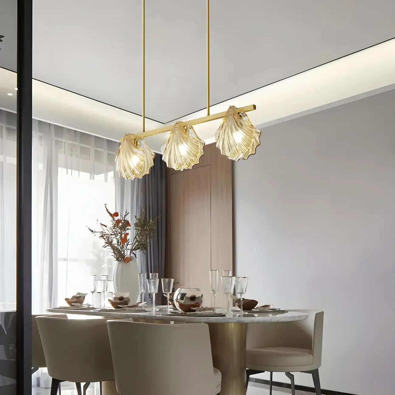 Modern Glass Metal Pendant Light for Kitchen Island Image - 6
