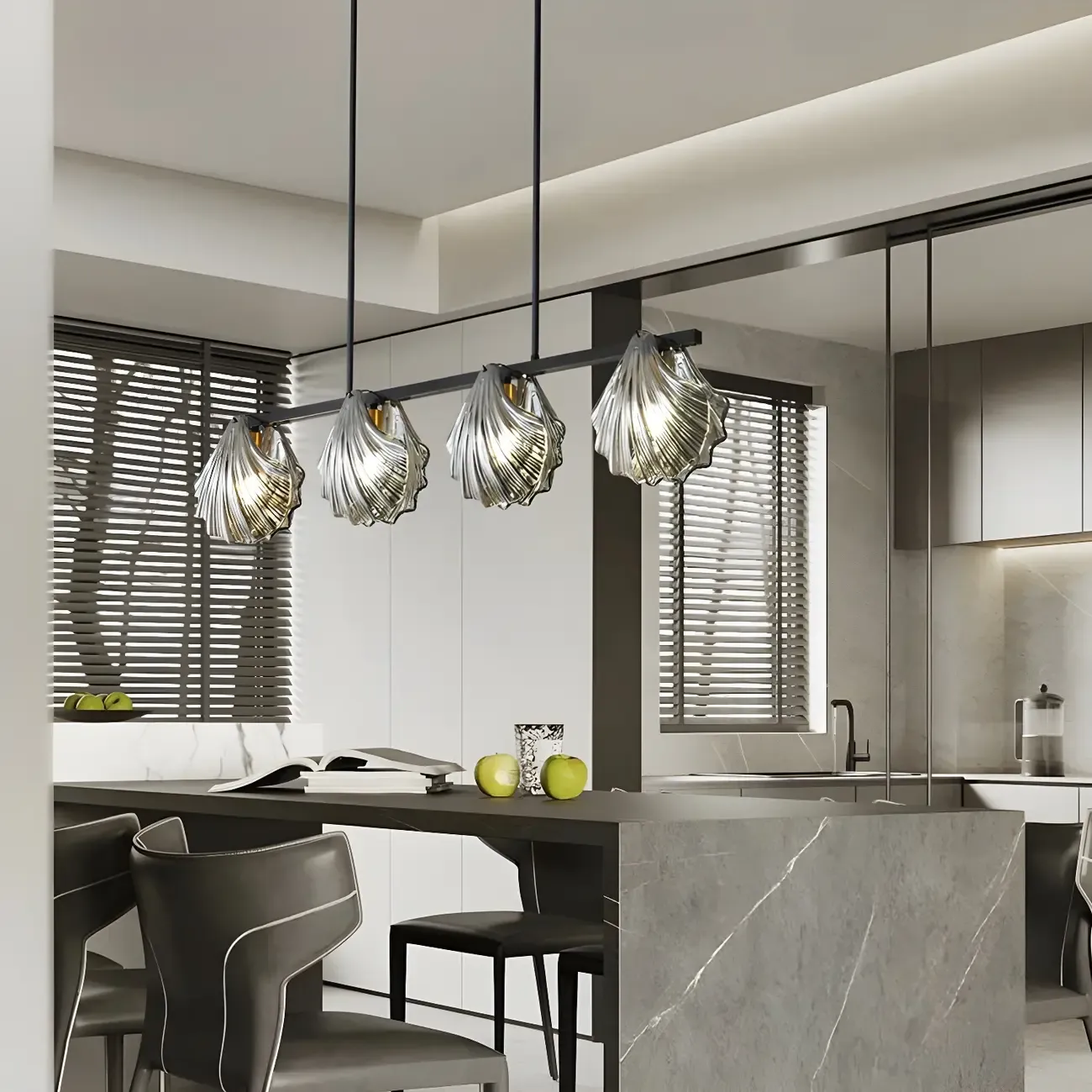Modern Glass Metal Pendant Light for Kitchen Island Image - 1