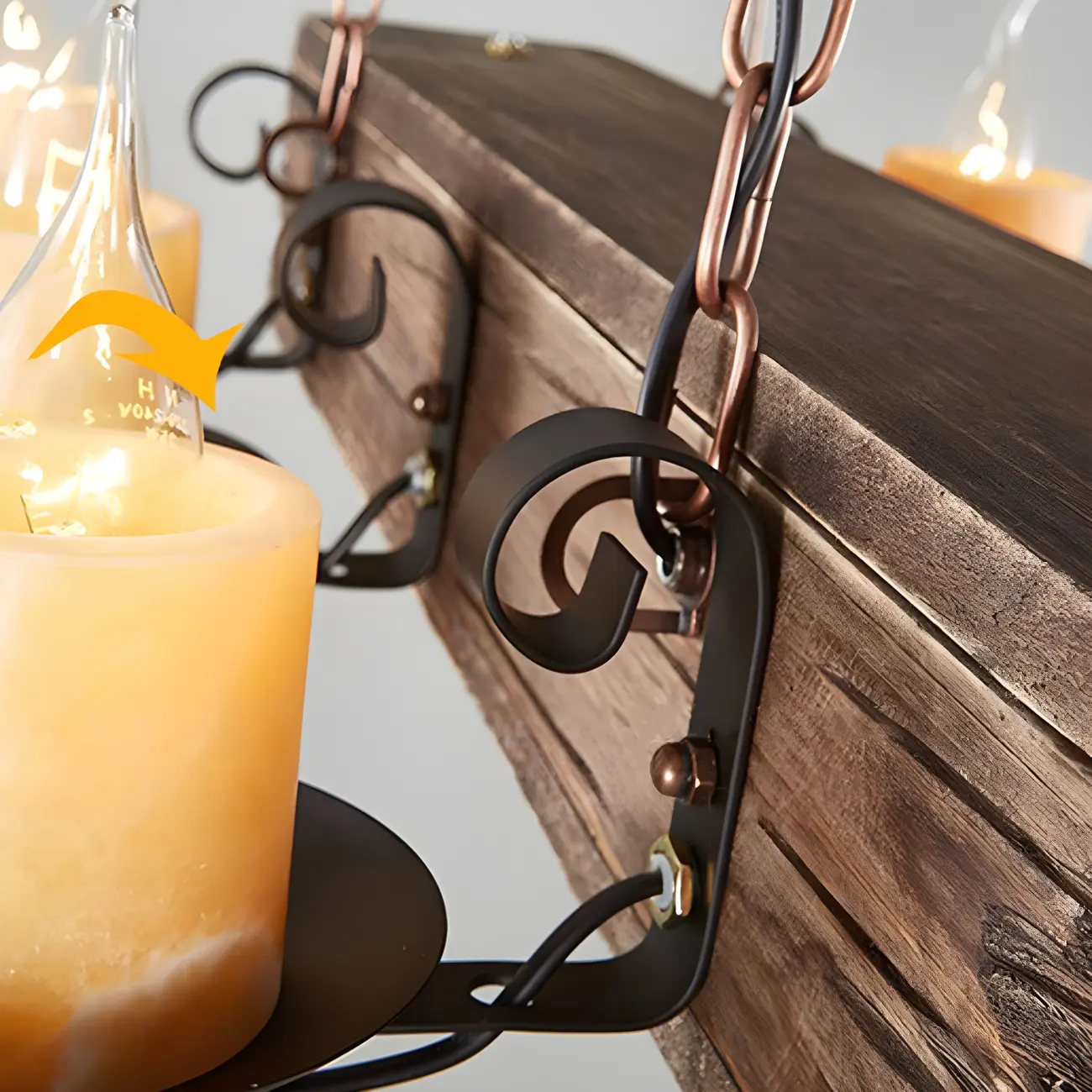 Industrial Brown Wood 8-Light Kitchen Pendant Light Image - 10 | homeyfad