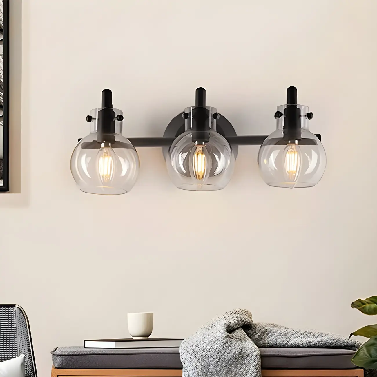 Black Globe Modern Vanity Light with Glass Shades Image - 5 | homeyfad