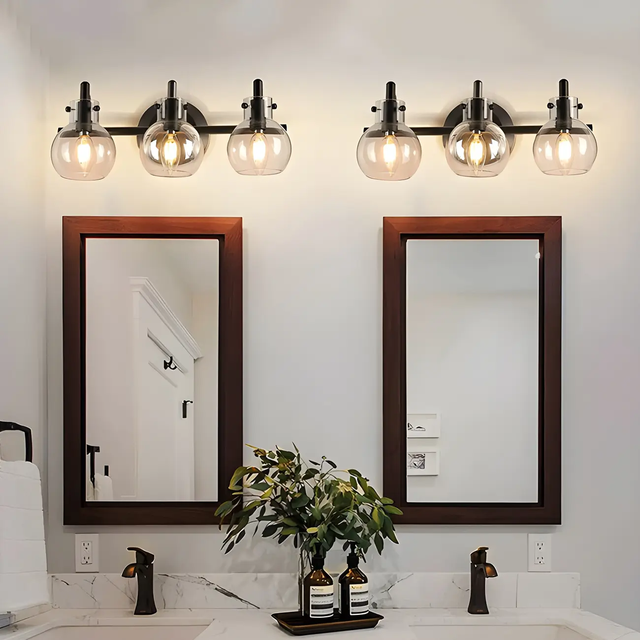 Black Globe Modern Vanity Light with Glass Shades Image - 1 | homeyfad