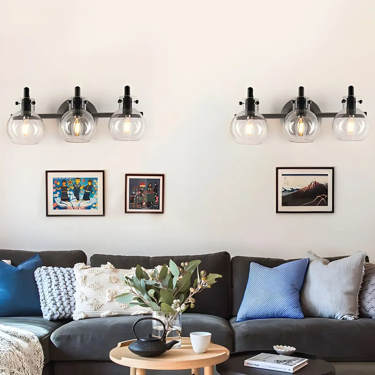 Black Globe Modern Vanity Light with Glass Shades Image - 10