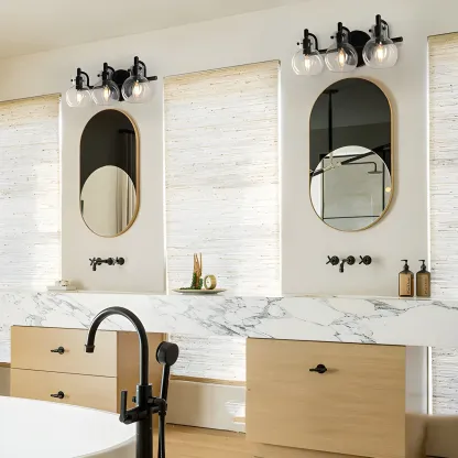 Black Globe Modern Vanity Light with Glass Shades Image - 4