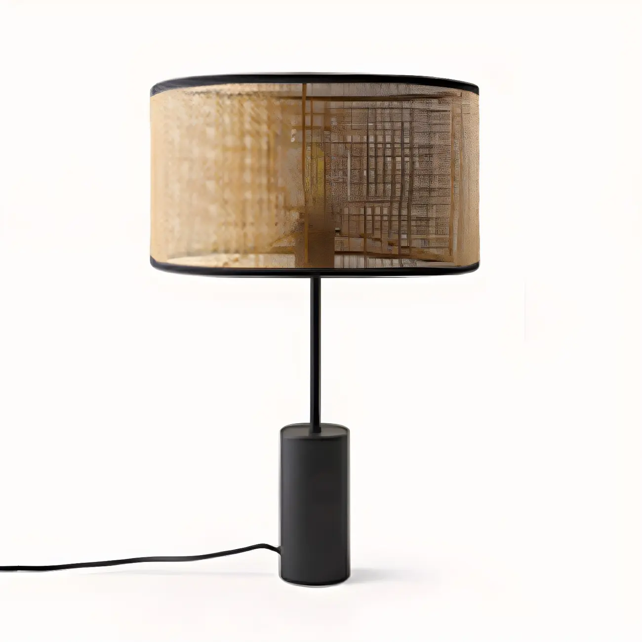 Brown Rarran Metal Drum-Shaped LED Table Lamp Image - 7 | homeyfad