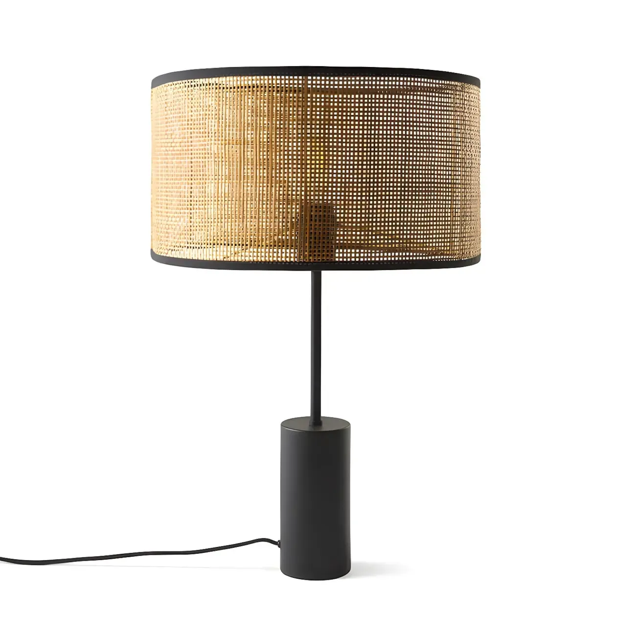 Brown Rarran Metal Drum-Shaped LED Table Lamp Image - 4