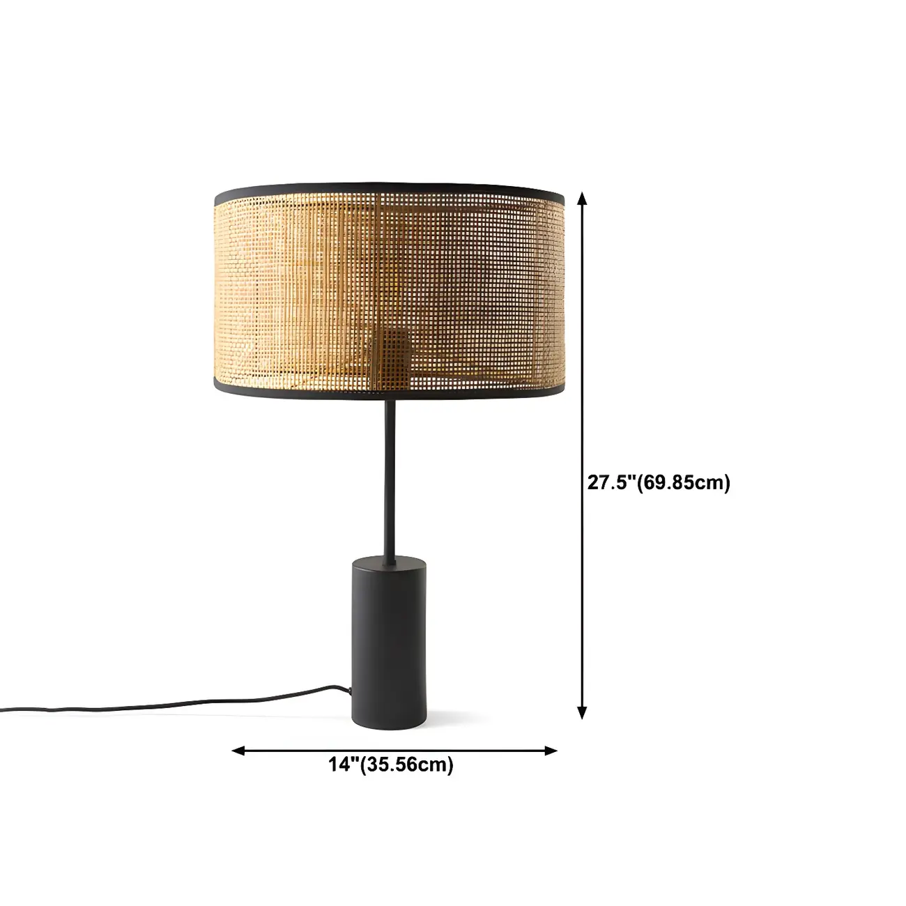 Brown Rarran Metal Drum-Shaped LED Table Lamp #size | homeyfad
