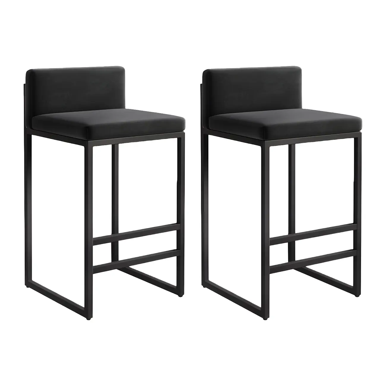 Square Velvet Upholstered Metal Base Counter Bar Stools Image - 10 | homeyfad
