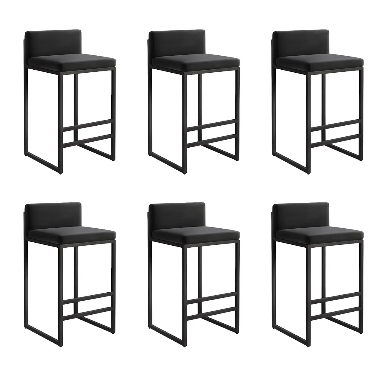 Square Velvet Upholstered Metal Base Counter Bar Stools Image - 14 | homeyfad
