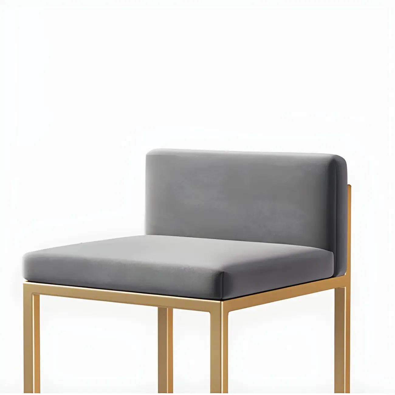 Square Velvet Upholstered Metal Base Counter Bar Stools Image - 17