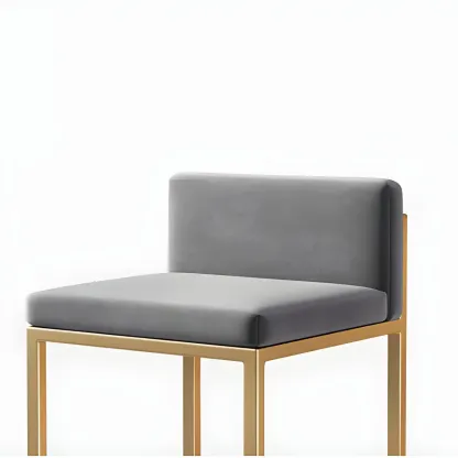 Square Velvet Upholstered Metal Base Counter Bar Stools Image - 17