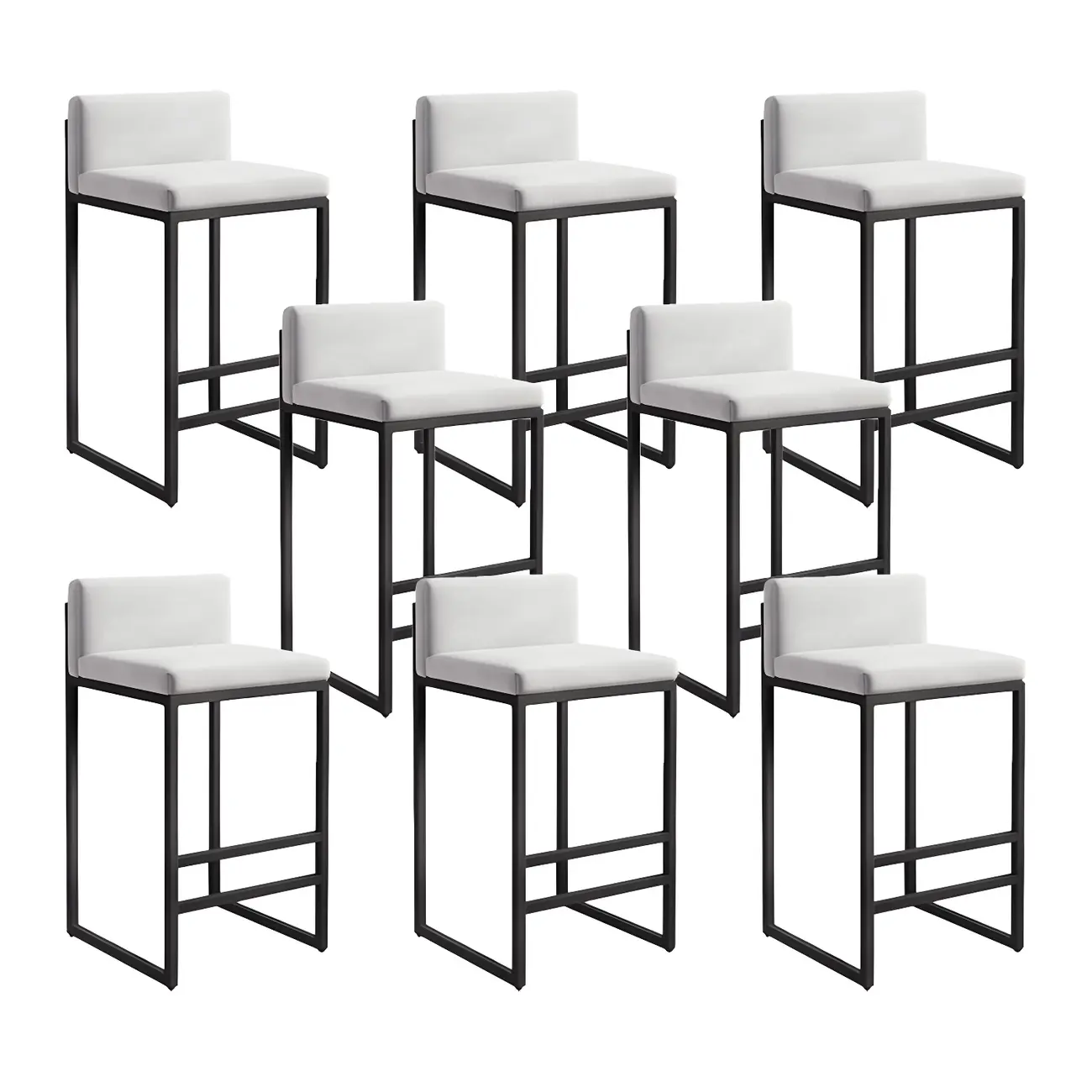 Square Velvet Upholstered Metal Base Counter Bar Stools Image - 25 | homeyfad