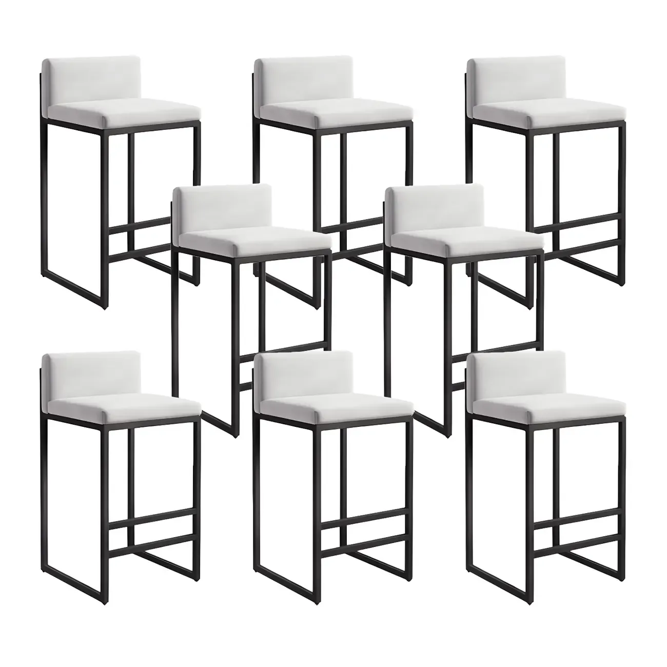 Square Velvet Upholstered Metal Base Counter Bar Stools Image - 25