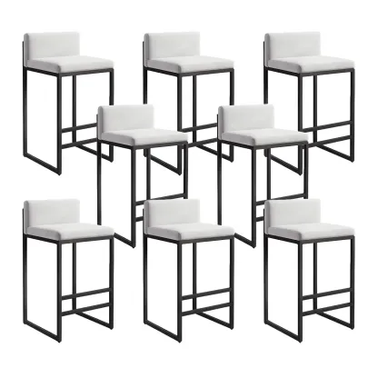 Square Velvet Upholstered Metal Base Counter Bar Stools Image - 25