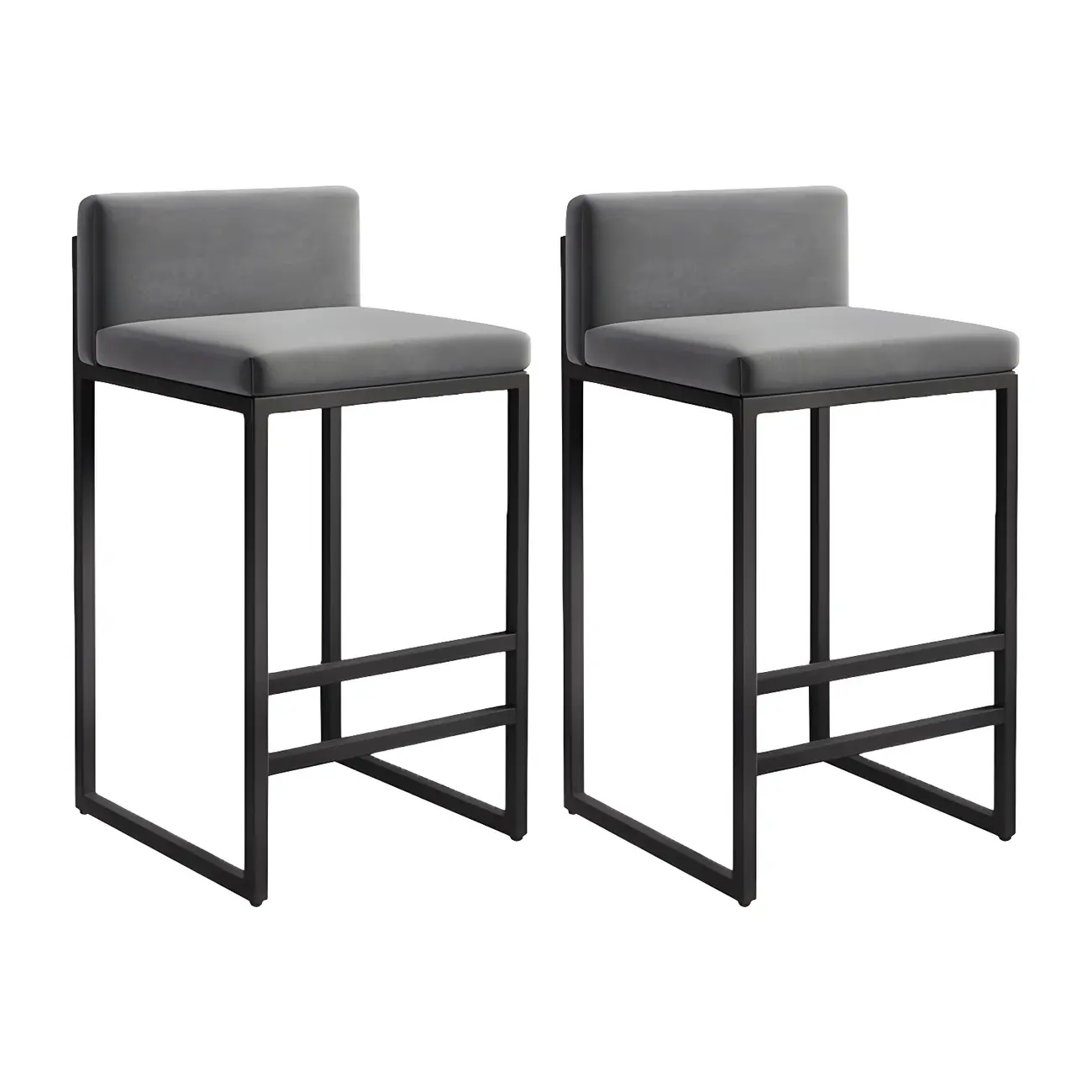 Square Velvet Upholstered Metal Base Counter Bar Stools Image - 26 | homeyfad
