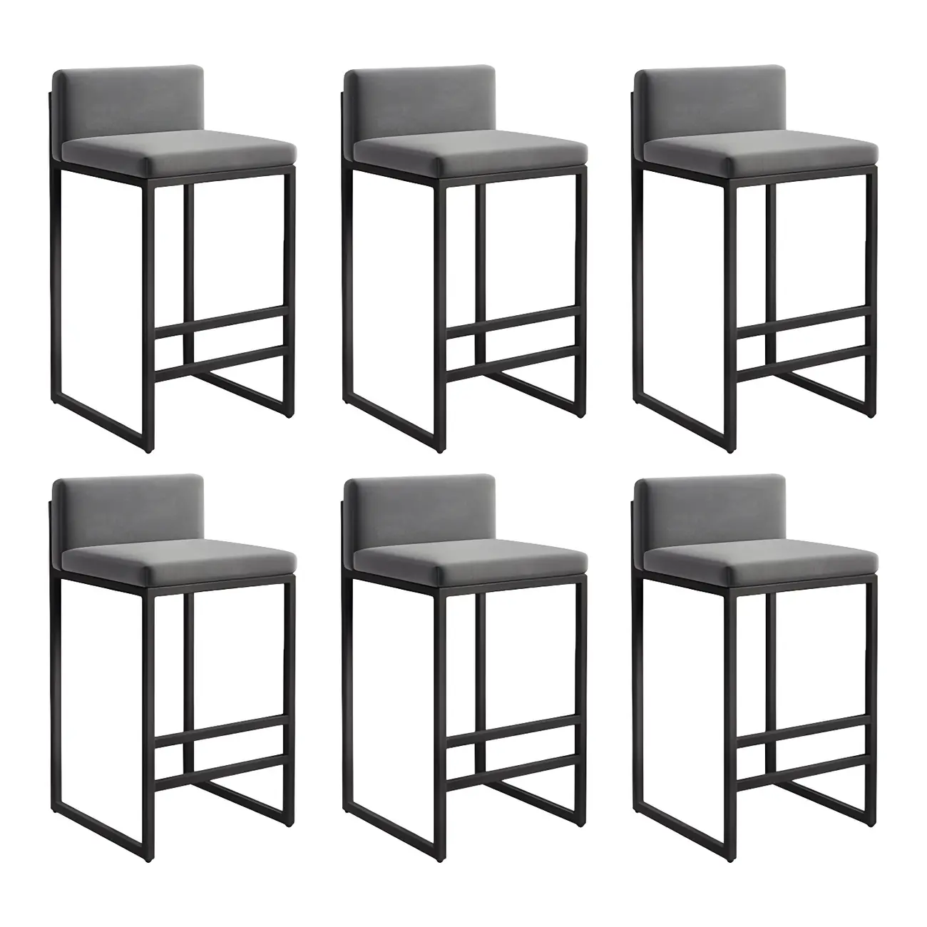 Square Velvet Upholstered Metal Base Counter Bar Stools Image - 28 | homeyfad