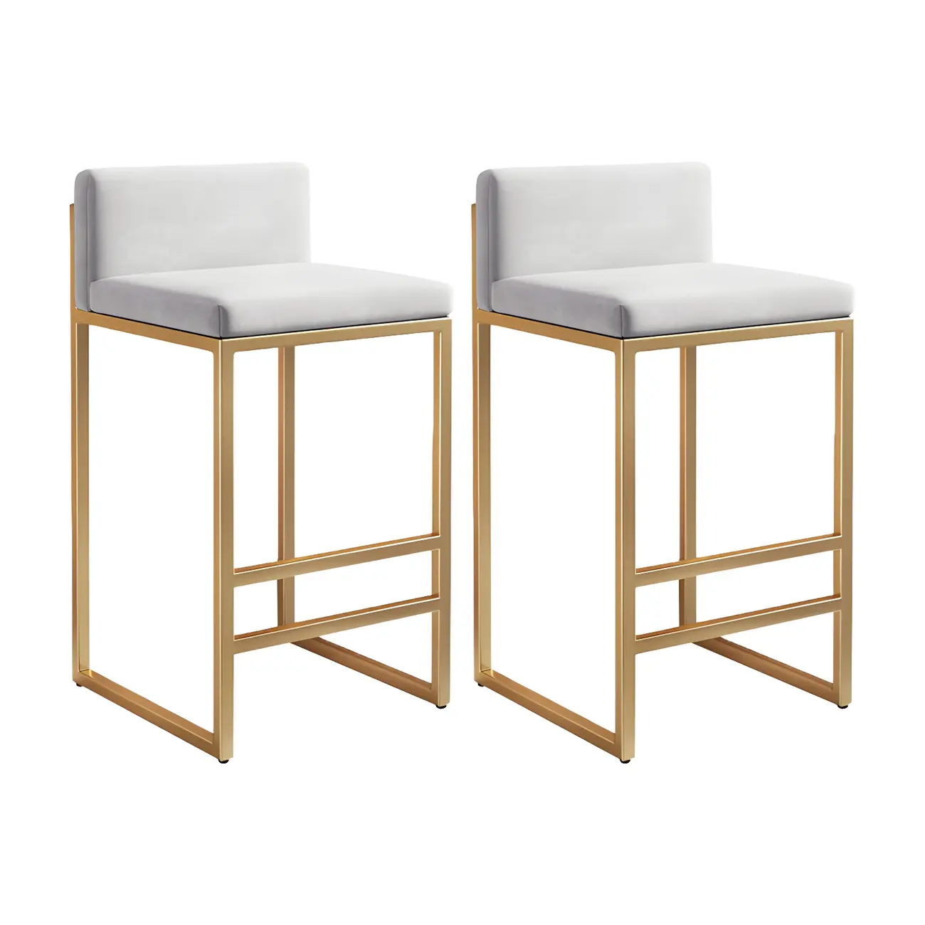 Square Velvet Upholstered Metal Base Counter Bar Stools Image - 37 | homeyfad