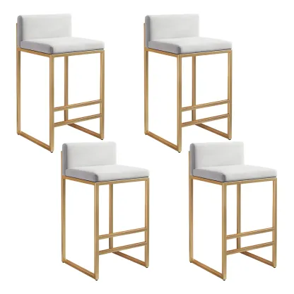 Square Velvet Upholstered Metal Base Counter Bar Stools Image - 38