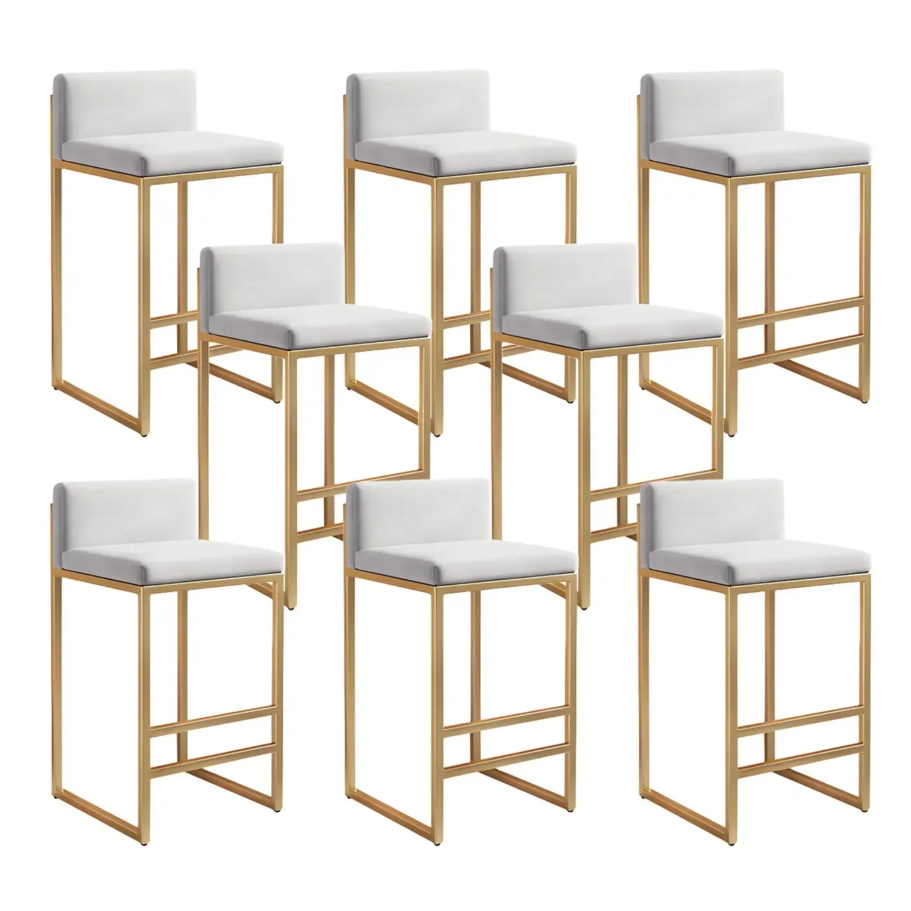 Square Velvet Upholstered Metal Base Counter Bar Stools Image - 40