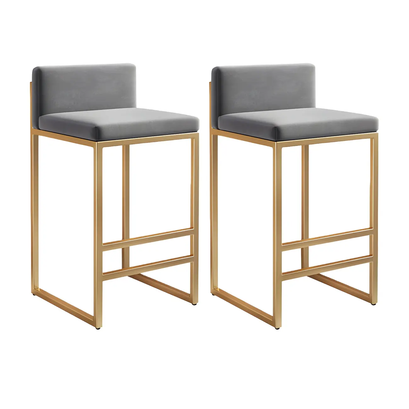 Square Velvet Upholstered Metal Base Counter Bar Stools Image - 42 | homeyfad