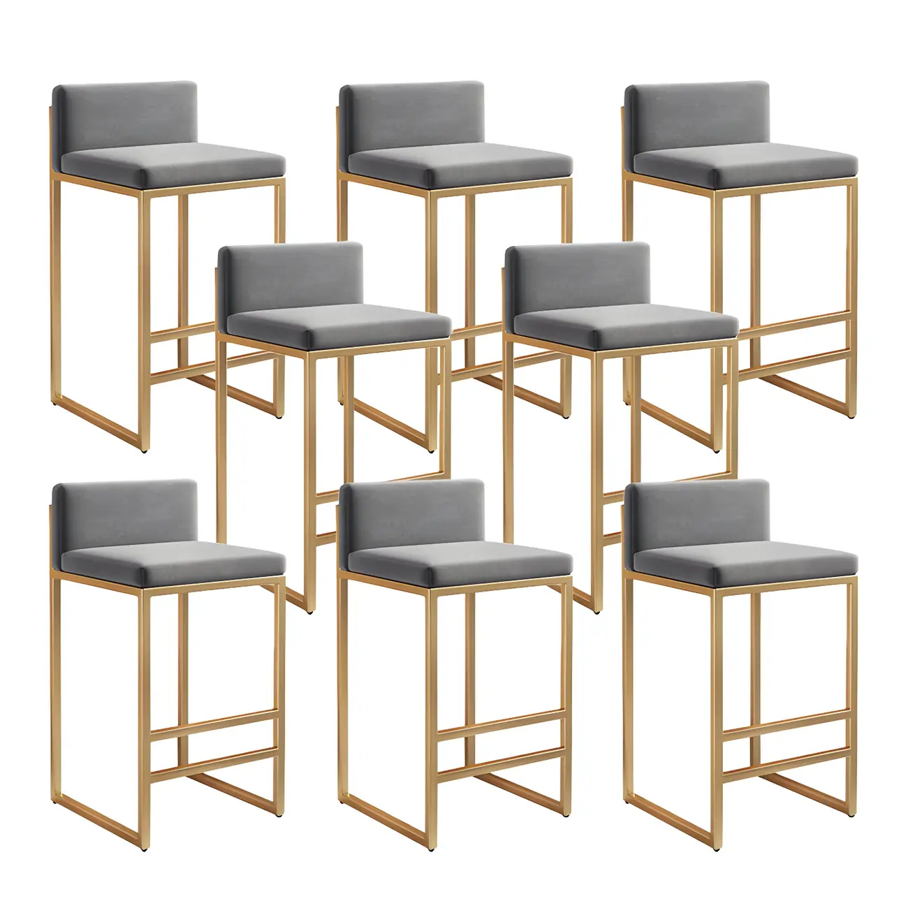 Square Velvet Upholstered Metal Base Counter Bar Stools Image - 45 | homeyfad