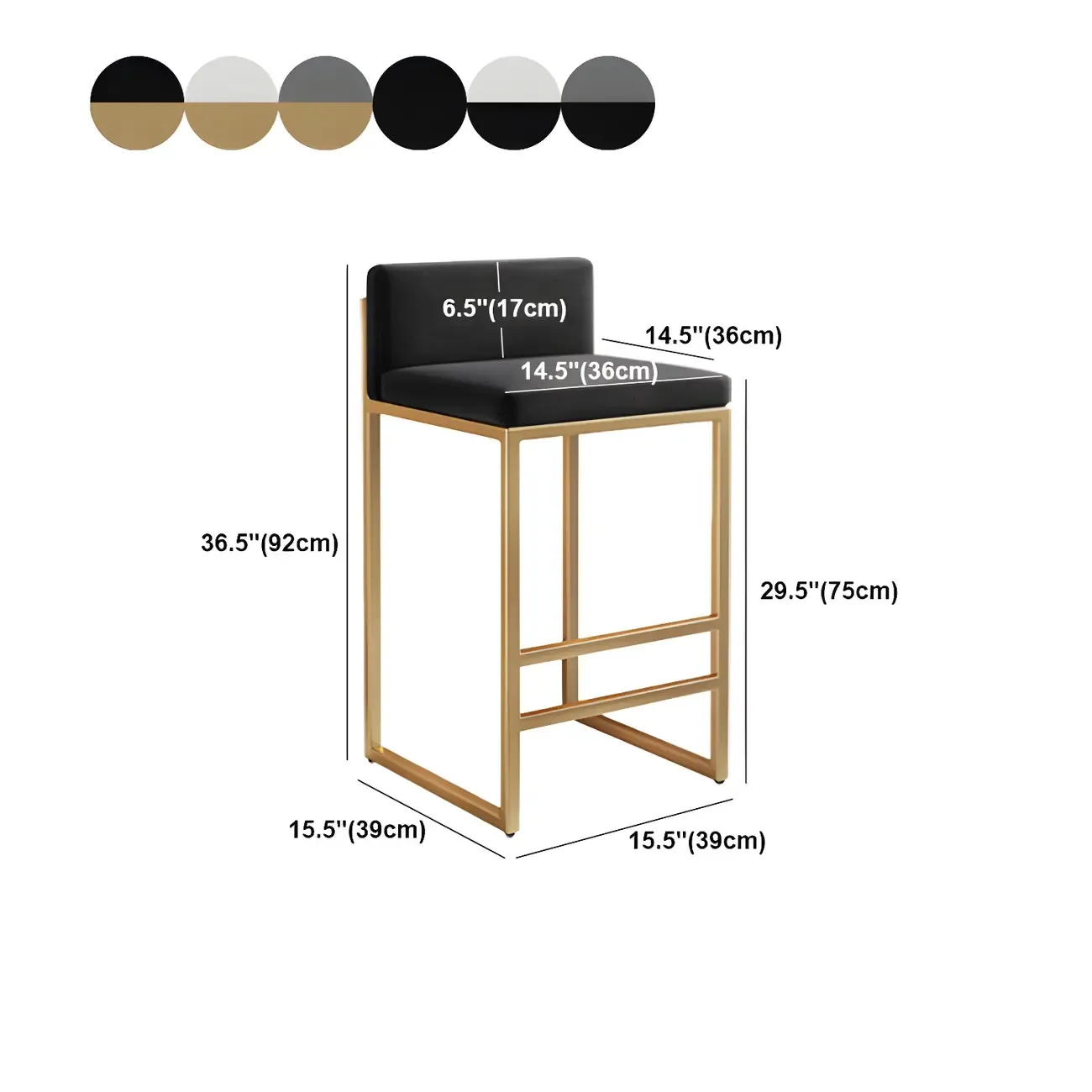 Square Velvet Upholstered Metal Base Counter Bar Stools Image - 49